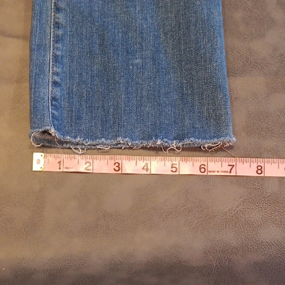 Madewell Cali Demi Boot Blue Straight Leg Jeans With Raw Hem - Picture 9 of 11